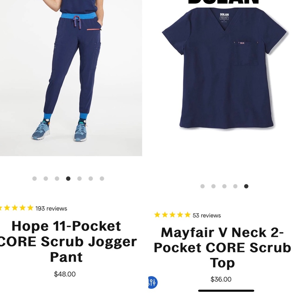 Dolan size small scrub top and Large bottom scrub joggers. Never worn!!